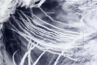 Ship tracks as revealed by clouds.