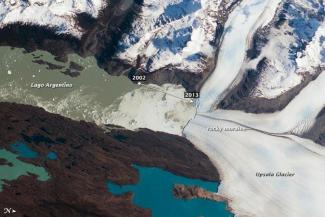 View of glacial retreat in the Patagonia Icefield.
