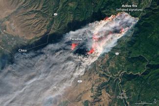 The Camp Fire in California on November 8thNASA