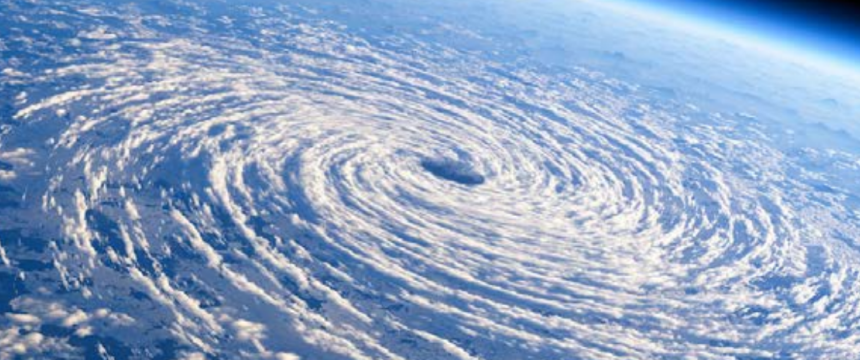 Stock image of a hurricane from space